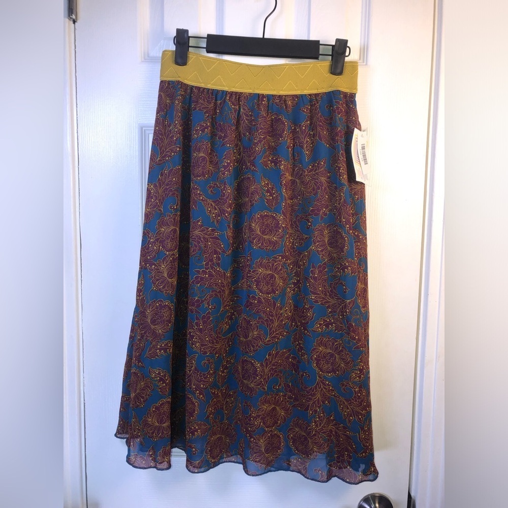 Floral Print A-Line Skirt with Mustard Waistband XS NWT Lola - Picture 3 of 8